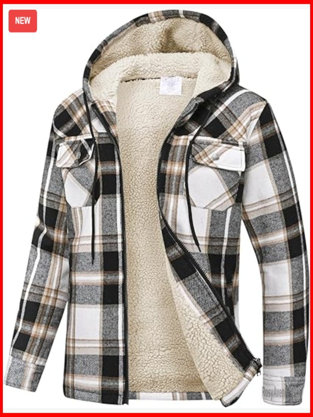 Women's Fleece Zip Up Hoodie Plaid Flannel Warm Winter Sweatshirt with Pocket